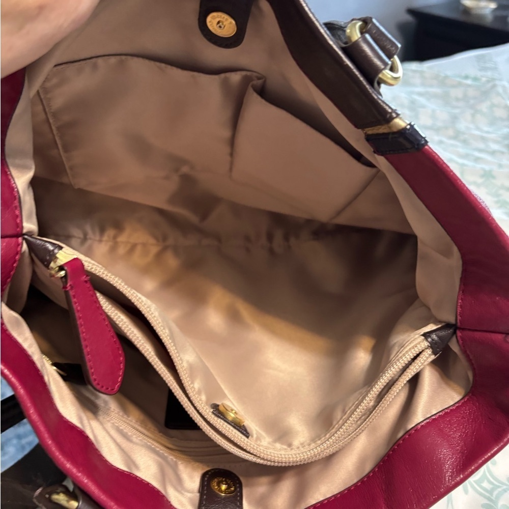 COACH ASHLEY LEATHER BEET MULTICOLOR CARRYALL – F17096 - Picture 4 of 8